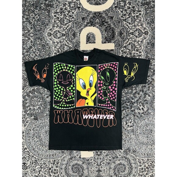 Looney Tunes Mania Other - Vintage 90s Looney Tunes Tweety Bird Whatever Tee Shirt 1997 Size Large Black